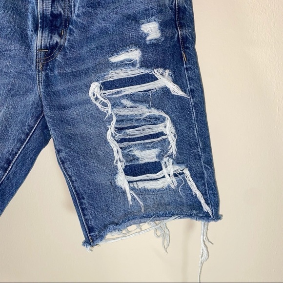 American Eagle Jean Shorts Distressed Denim Patches Light Wash - Picture 2 of 9